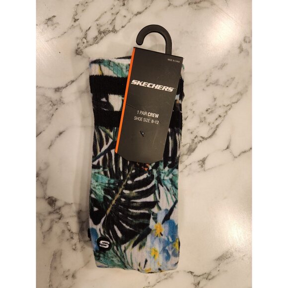Skechers Tropical Print Crew Socks Shoe Size 6-12 - Picture 1 of 3
